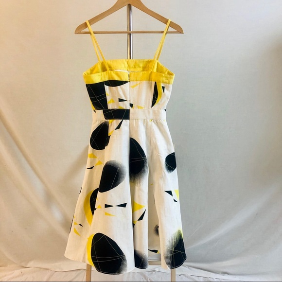 Vintage 90s Alberto Makali Dress and Jacket White Black Yellow Print Size 4 & 6 - Picture 5 of 16